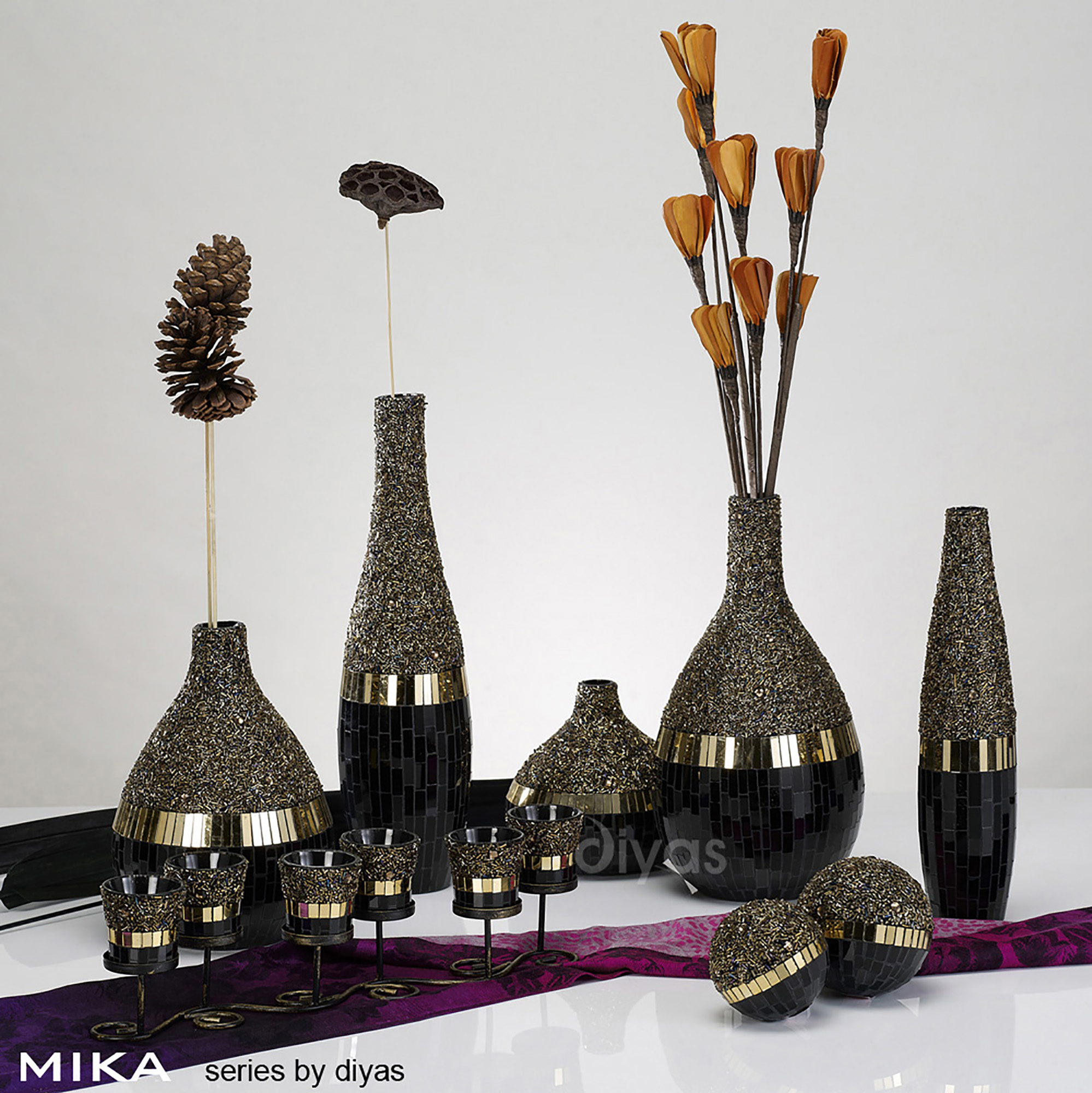 Mika Mosaic Art Glassware Diyas Home Tea Light Holders